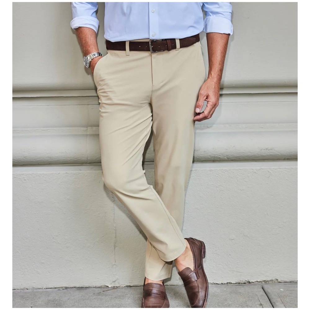Collars & Co Mens Size 36x34 Apex Tech Pant Light Beige Stretch Tailored NWT